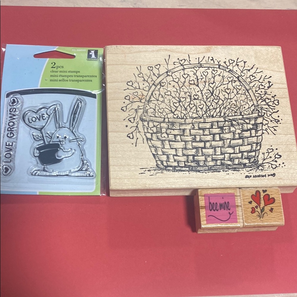 Valentine’s/ Wooden Basket Design Rubber Stamp Set